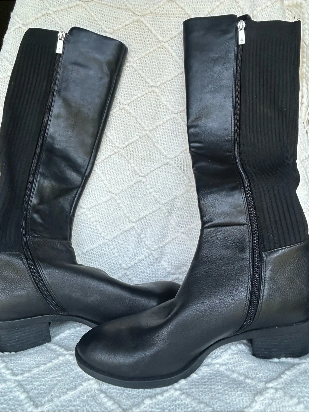 Kenneth Cole Black Over-the-Knee Stretch Panel Boots